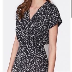 Joie Bethwyn Ditsy Floral Black Midi Dress Size Large